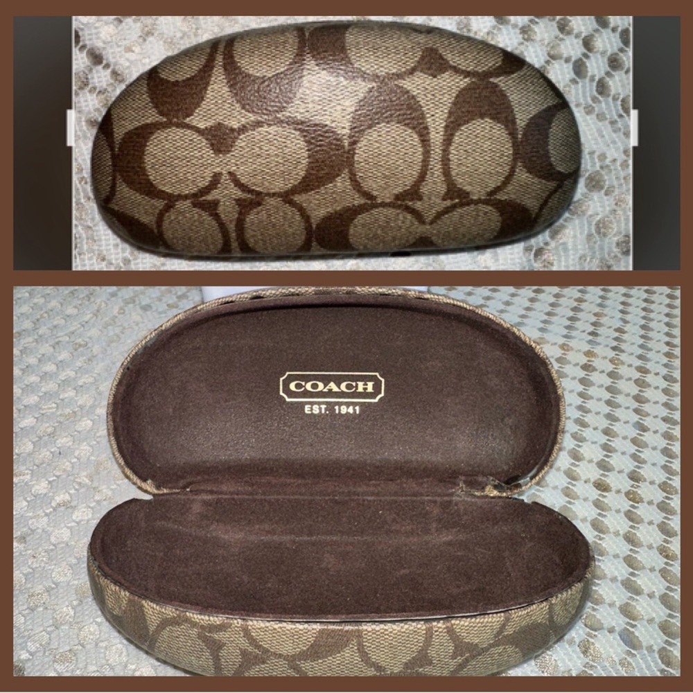 Coach Eyeglass Case Tan and Brown Signature C Sunglass Case